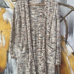 Women's Multi-Color Long Length Cable Knit Cardigan Sweater Size XSmall